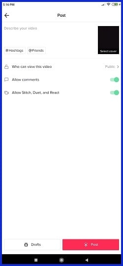 Editing the TikTok captions