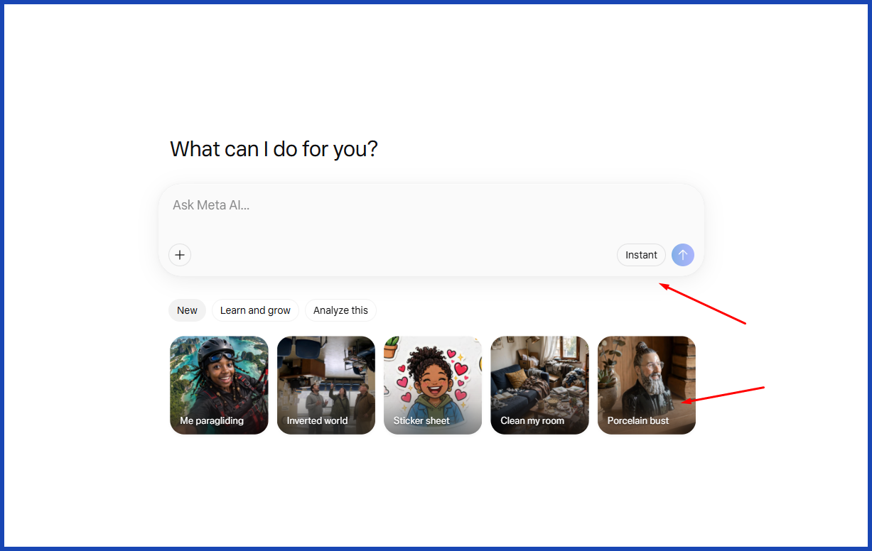 Meta AI includes ready-made prompt